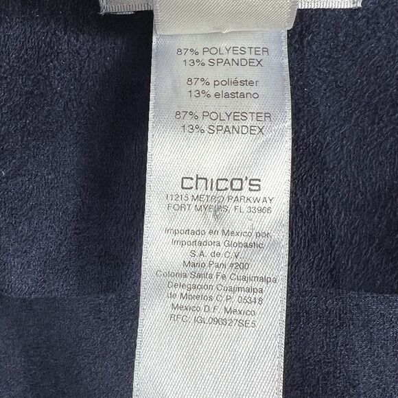 Chico's Navy Blue Faux Suede Short Sleeve Cropped blazer 0 XS Open Front - Picture 9 of 10